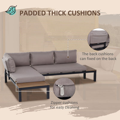 Moderne L-Form-Sofa-Set Metallrahmen Außenmöbel Lounge-Set von AJUNION