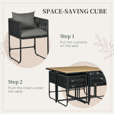 Moderner Design-Stil Klapptisch und PE-Rattan-Stuhl