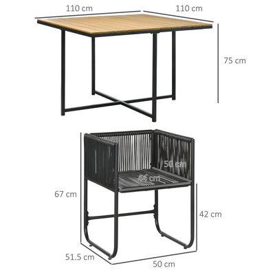 Moderner Design-Stil Klapptisch und PE-Rattan-Stuhl