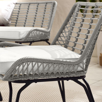 Metallrahmen Garten Set 4 Sitz Balkon Möbel Kunststoff Rattan Terrassenmöbel