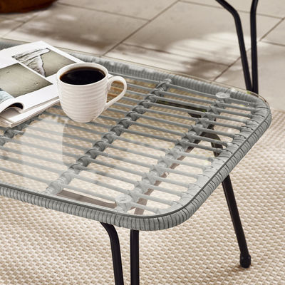 Metallrahmen Garten Set 4 Sitz Balkon Möbel Kunststoff Rattan Terrassenmöbel