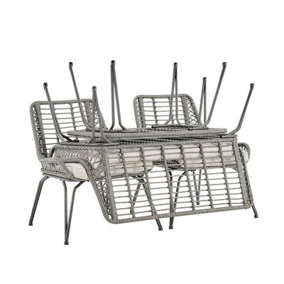 Metallrahmen Garten Set 4 Sitz Balkon Möbel Kunststoff Rattan Terrassenmöbel
