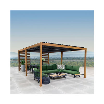 Moderne Aluminium Terrasse Dachdach mit Schleife Balken Verrottungsfeste Holzbeschichtete Pergola