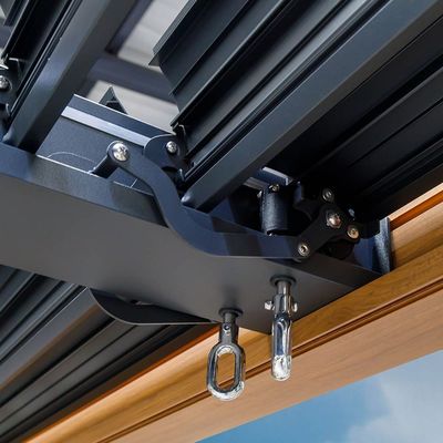 Moderne Aluminium Terrasse Dachdach mit Schleife Balken Verrottungsfeste Holzbeschichtete Pergola