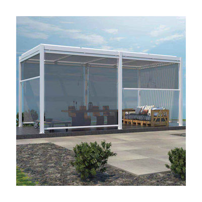 Außengartenpergola mit verstellbarem Aluminium-Lauver-Dach und bioklimatischem Design
