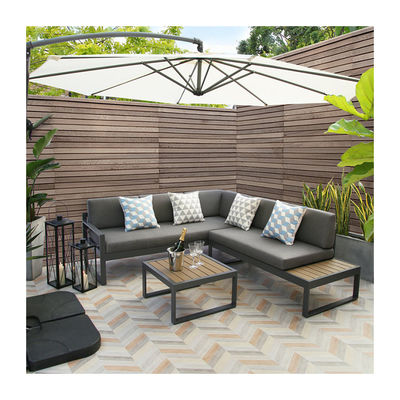 Garten-Set AJUNION L-förmige Sektionssofa mit UKFR-Kissen und Aluminiumrahmen