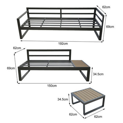 Garten-Set AJUNION L-förmige Sektionssofa mit UKFR-Kissen und Aluminiumrahmen