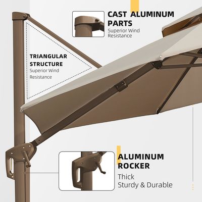 Außengarten Terrasse 360 Grad Drehung Aluminium Doppeldechschirm Deluxe Sonnenschirm
