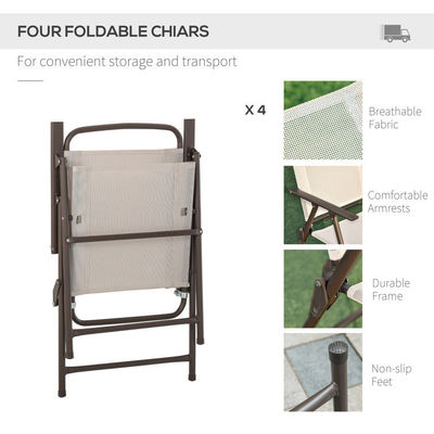 AJUNION Metall Terrassenmöbel Set Klappstühle und Esstisch mit Schirmloch