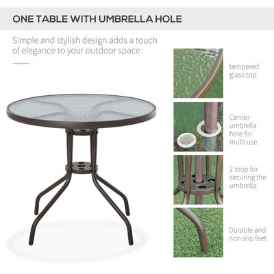 AJUNION Metall Terrassenmöbel Set Klappstühle und Esstisch mit Schirmloch