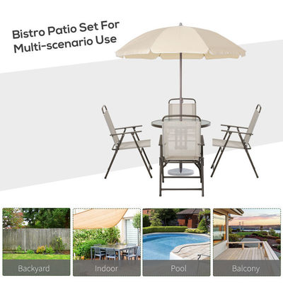 AJUNION Metall Terrassenmöbel Set Klappstühle und Esstisch mit Schirmloch