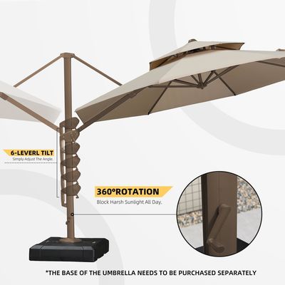 Außengarten Terrasse 360 Grad Drehung Aluminium Doppeldechschirm Deluxe Sonnenschirm