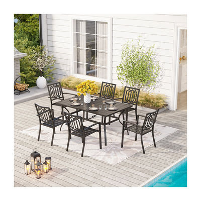 Outdoor-Esszet mit stapelbaren Stühlen AJUNION Metallraum Restaurants