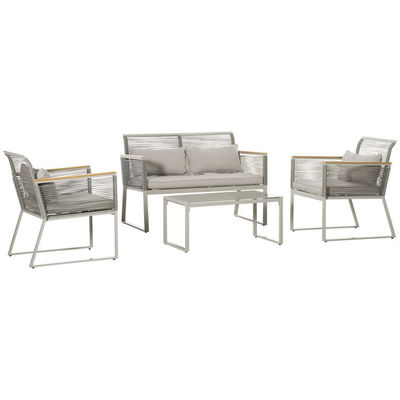 AJUNION Garten Set mit handgewebtem PE-Rattan und Aluminiumrahmen W59.5 x D68.5 x H79cm
