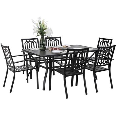 Outdoor-Esszet mit stapelbaren Stühlen AJUNION Metallraum Restaurants