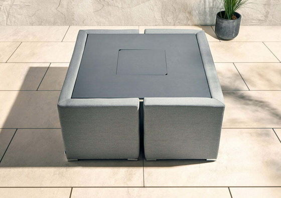 Modernes Design Gartenmöbel Sofa Set mit Kamin Tisch Tisch Größe W126 x D126 x H71cm