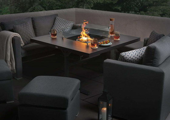 Modernes Design Gartenmöbel Sofa Set mit Kamin Tisch Tisch Größe W126 x D126 x H71cm