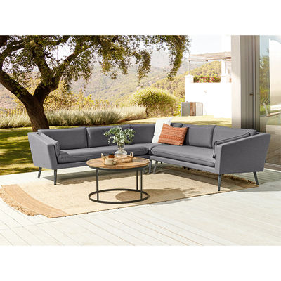 Modern Design Stil Graues Kissen Allwetter Stoff Sofa Set Möbel für Villa Garten