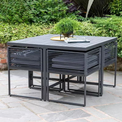 Aluminiumseil Handgefertigtes Garten-Esszimmermöbel-Set für Outdoor-Raumsparendesign