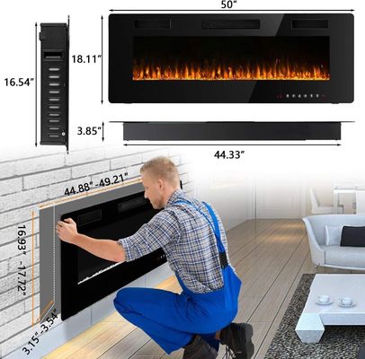 Wandmontierter elektrischer Kamin 12 Flammenfarbenoptionen und Fernbedienung enthalten