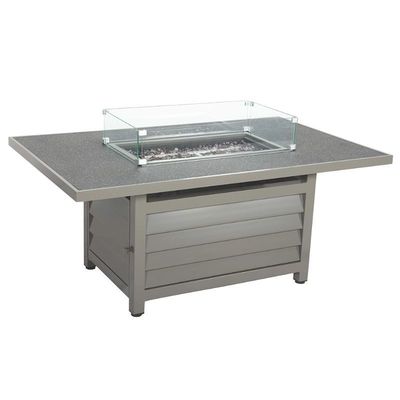 Metal AJUNION 6 Sitzplätze Außenmöbel mit Feuerstelle Tisch und Seil Weave Sessel