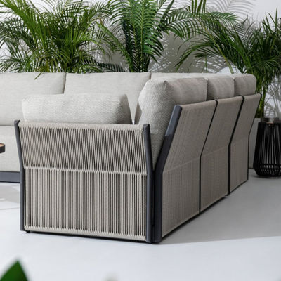 Rundes Couchtisch- und Sofa-Set AJUNION Luxusmodernes Allwettergewebe für den Innenhof