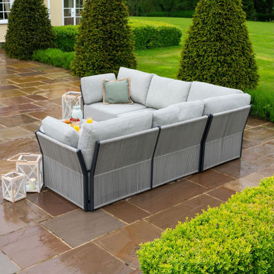 Rundes Couchtisch- und Sofa-Set AJUNION Luxusmodernes Allwettergewebe für den Innenhof
