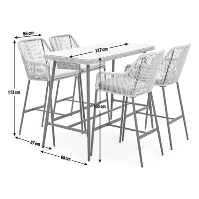 Modern Design AJUNION Metall 4 Sitzplätze Garten Bar Set Rattan Weave Outdoor Dining Set