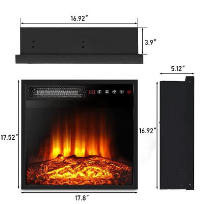 18 Zoll Elektrokamin Wand mit einstellbarem Thermostat und Fernbedienung montiert
