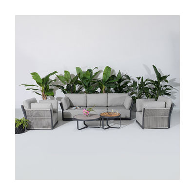Außensofa mit Aluminiumrahmen und Couchtisch Dia80 x H33cm
