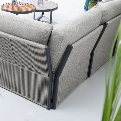 Außensofa mit Aluminiumrahmen und Couchtisch Dia80 x H33cm