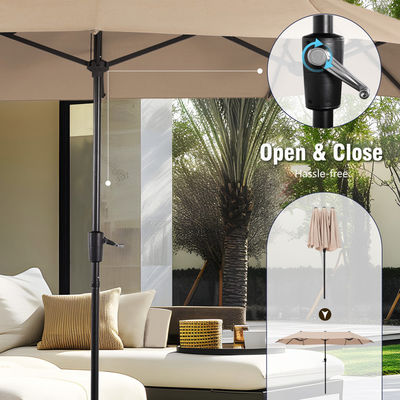 AJUNION 15ft Doppelseitig Wasserdicht Rechteck Sonnenschirm mit verblassbeständigem Baldachin