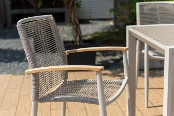 Genießen Sie frische Mahlzeiten mit AJUNION Luxus Aluminium Garten Set und Seil Weave Sessel