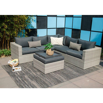 AJUNION Außen L-Form Rattan Ecksofa Set Terrassenmöbel W155 x D85.5 x H65cm