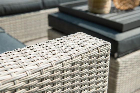 AJUNION Außen L-Form Rattan Ecksofa Set Terrassenmöbel W155 x D85.5 x H65cm