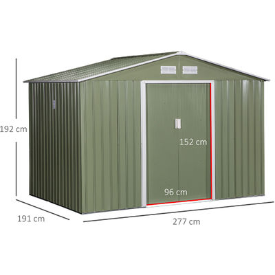 64.5kg Galvanisierter Stahl Lagerhallen AGUNION 9 x 6FT 2 Türen für den Garten Gebäude Schuppen