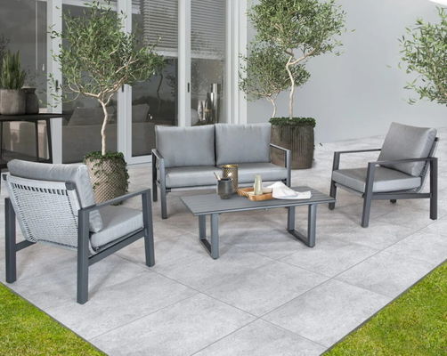 Beachside Relaxation AJUNION's Luxus gewebtes Seil Gartensofa Aluminiumrahmen Lounge Set