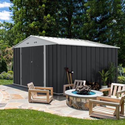Außenlagerwerkzeuge Schuppen Großformat 8x10FT Metallhaus mit 66,5 &quot;Höhe Stahltüren