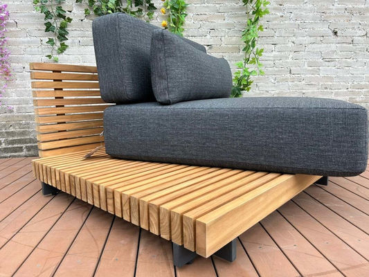 7 Sitzplätze Luxus Teakholz Outdoor Patio Sofa Set Armlose Sofa Größe W99 x D104 x H56cm