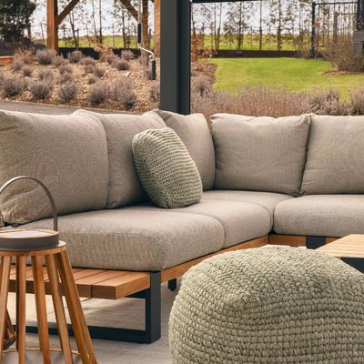 Moderne, stilvolle Teakholz-Außensofa, Ecksofa, Wohnzimmer-Set für kommerzielle Hotels, Villa