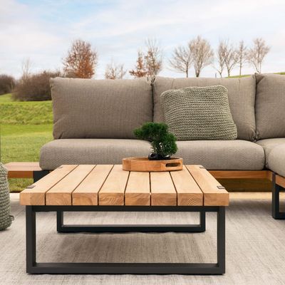 Moderne, stilvolle Teakholz-Außensofa, Ecksofa, Wohnzimmer-Set für kommerzielle Hotels, Villa