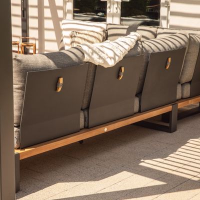 Moderne, stilvolle Teakholz-Außensofa, Ecksofa, Wohnzimmer-Set für kommerzielle Hotels, Villa