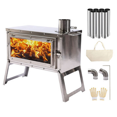 Outdoor Patio Camping BBQ Party Portable Edelstahl Holzbrennende Lagerofen mit Schornsteinrohren