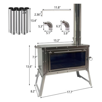 Outdoor Patio Camping BBQ Party Portable Edelstahl Holzbrennende Lagerofen mit Schornsteinrohren