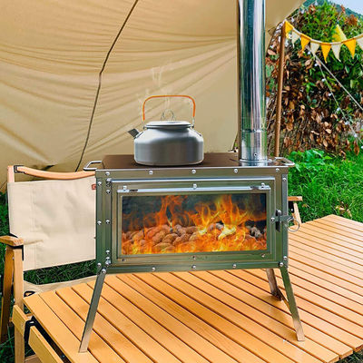 Outdoor Patio Camping BBQ Party Portable Edelstahl Holzbrennende Lagerofen mit Schornsteinrohren