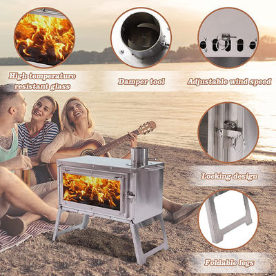 Outdoor Patio Camping BBQ Party Portable Edelstahl Holzbrennende Lagerofen mit Schornsteinrohren