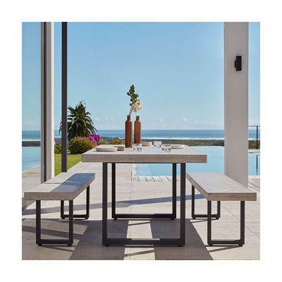 Außenmöbel AJUNION Moderne Aluminium Gartenstuhl mit rechteckigem Esstisch