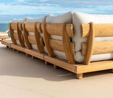 Teakholz Hotelsofa Garten Set Möbel mit mittlerem Sofa Größe W100xH110cm