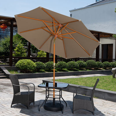 Massivholz Runder Sonnenschirm Sonnenschirme für Camping im Freien Café Terrassen Gartenmöbel