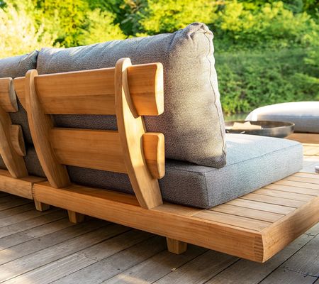 Teakholz Hotelsofa Garten Set Möbel mit mittlerem Sofa Größe W100xH110cm